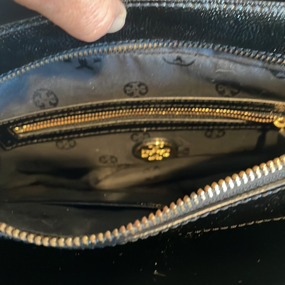 Tory Burch Black Patent Leather Tote with Tassel Detail - Picture 10 of 16